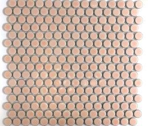 Camden Penny Round Pink Gloss Glazed Mosaic Tile