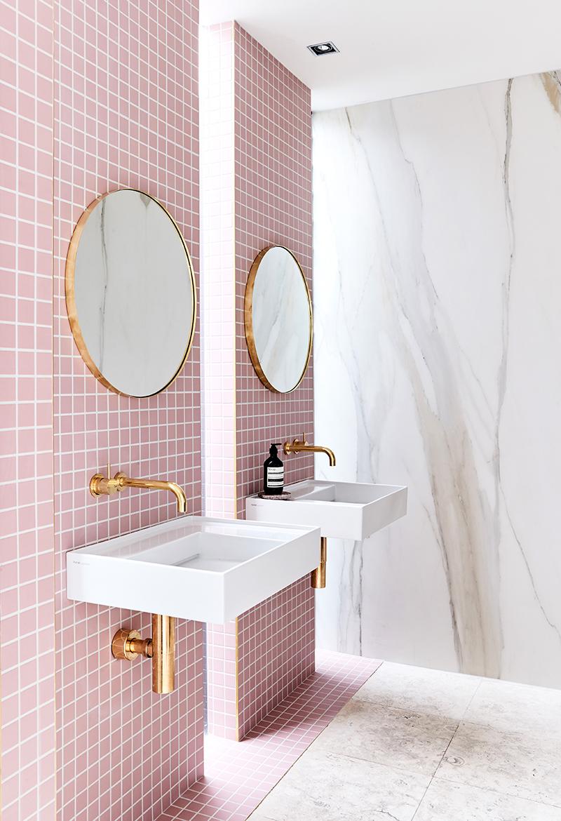 Pink grid tiles