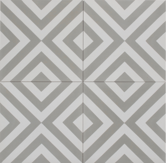 Squares Thin Grey and White Encaustic Single Tiles