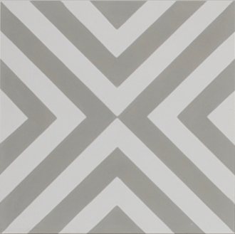 Squares Thin Grey and White Encaustic Single Tile