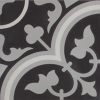 Tudor Black Grey and White Encaustic Single Tile