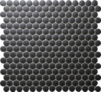 Camden Penny Round Black Unglazed Mosaic Tile