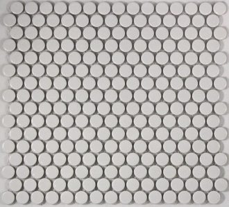 Camden Penny Round White Gloss Glazed Mosaic Tile