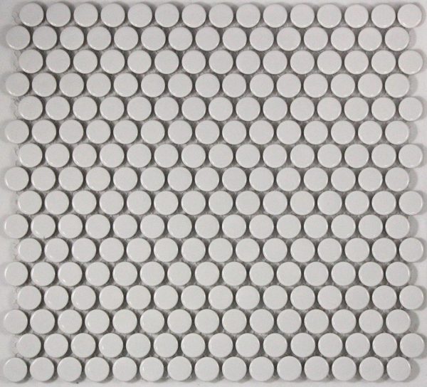 Camden Penny Round White Gloss Glazed Mosaic Tile