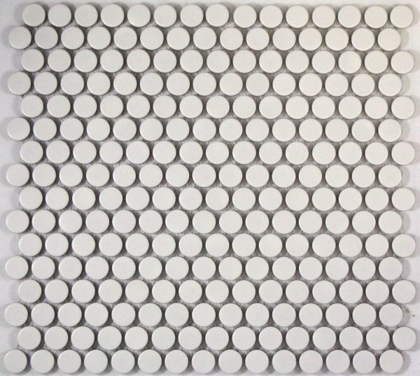 Camden Penny Round White Matt Glazed Mosaic Tile