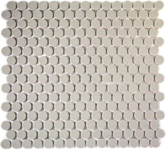 Camden Penny Round Light Grey Gloss Glazed Mosaic Tile