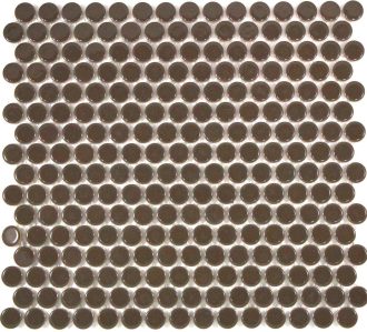 Camden Penny Round Cappuccino Gloss Glazed Mosaic Tile