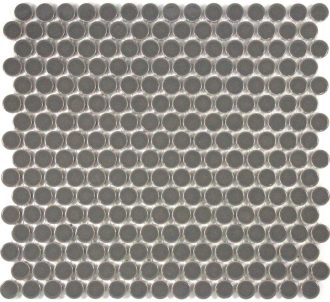 Camden Penny Round Dark Grey Gloss Glazed Mosaic Tile