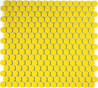 Camden Penny Round Yellow Gloss Glazed Mosaic Tile