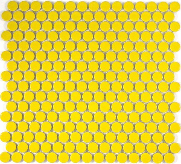 Camden Penny Round Yellow Gloss Glazed Mosaic Tile