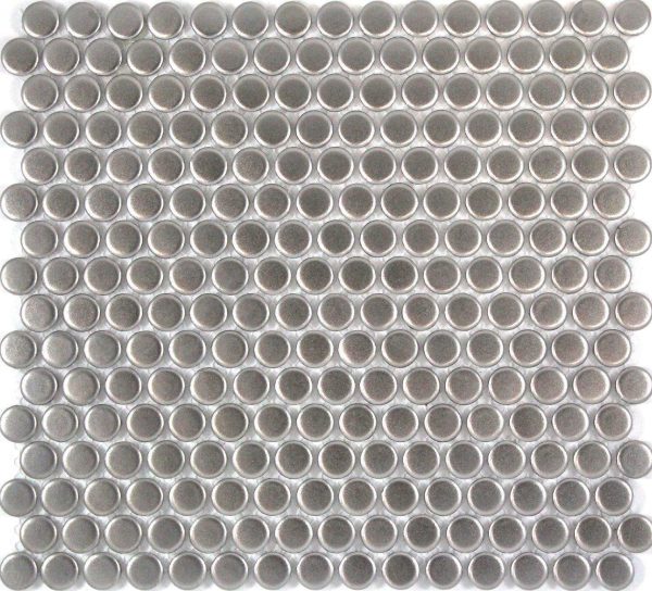 Camden Penny Round Silver Matt Mosaic Tile