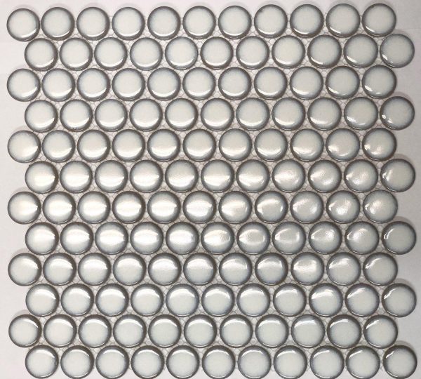 Camden Penny Round Antique White Gloss Glazed Mosaic Tile