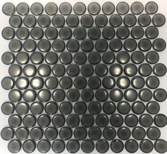 Camden Penny Round Mottled Grey Gloss Glazed Mosaic Tile