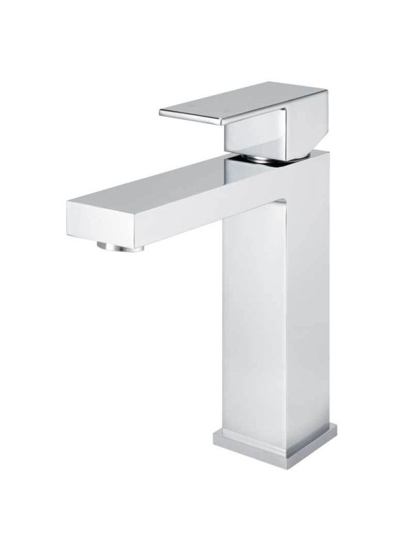 Meir Square Basin Mixer Tap - Polished Chrome