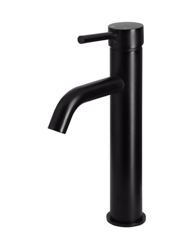 Meir Round Tall Curved Basin Mixer – Matte Black