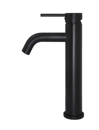Meir Round Tall Curved Basin Mixer – Matte Black
