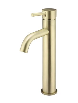 Meir Round Tall Curved Basin Mixer - Tiger Bronze Gold