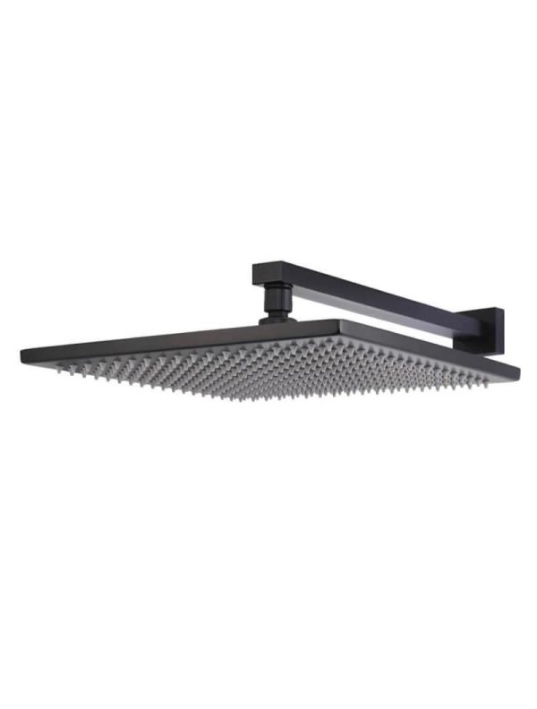 Meir Square Wall Shower 300mm rose, 400mm arm - Matte Black