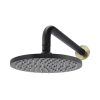 Meir Round Wall Shower 200mm rose, 300mm curved arm - Black & Brass