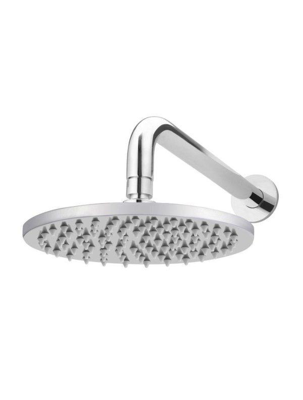 Meir Round Wall Shower 200mm rose, 300mm curved arm - Polished Chrome