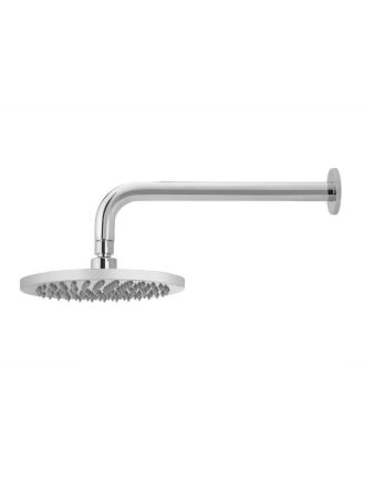 Meir Round Wall Shower 200mm rose, 300mm curved arm - Polished Chrome