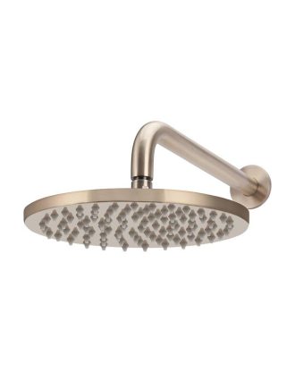 Meir Round Wall Shower 200mm rose, 300mm curved arm - Champagne