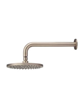 Meir Round Wall Shower 200mm rose, 300mm curved arm - Champagne