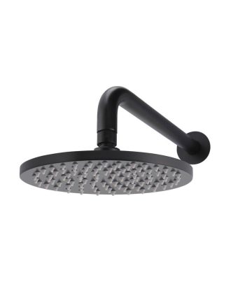 Meir Round Wall Shower 200mm rose, 300mm curved arm - Matte Black