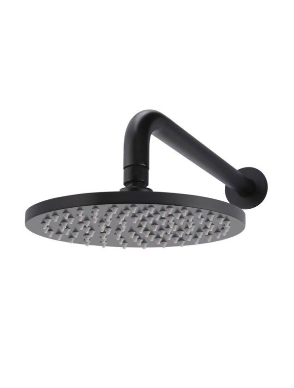 Meir Round Wall Shower 200mm rose, 300mm curved arm - Matte Black