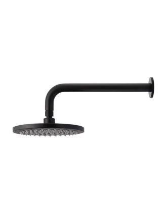 Meir Round Wall Shower 200mm rose, 300mm curved arm - Matte Black