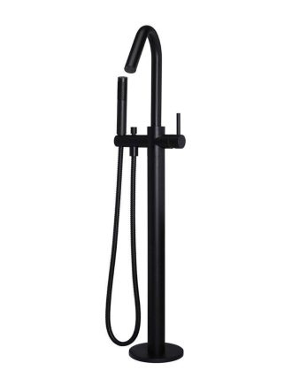 Meir Round Freestanding Bath Spout and Hand Shower - Matte Black