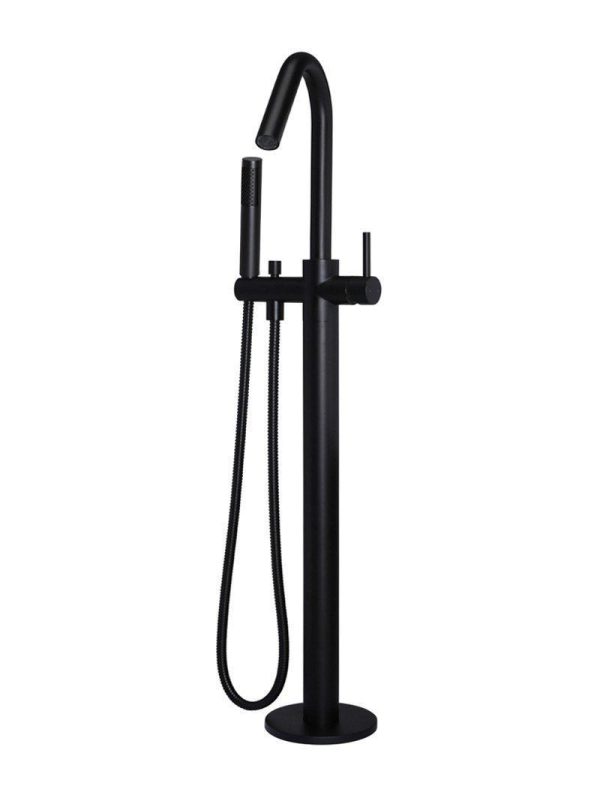 Meir Round Freestanding Bath Spout and Hand Shower - Matte Black