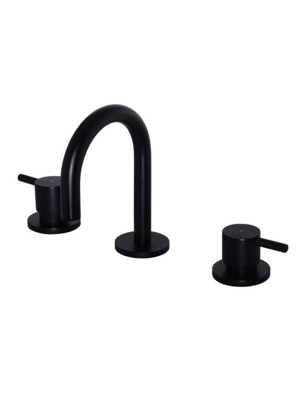 Meir Round Three Piece Basin Tap - Matte Black