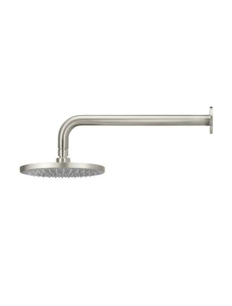Meir Round Wall Shower 200mm rose, 300mm curved arm - PVD Brushed Nickel