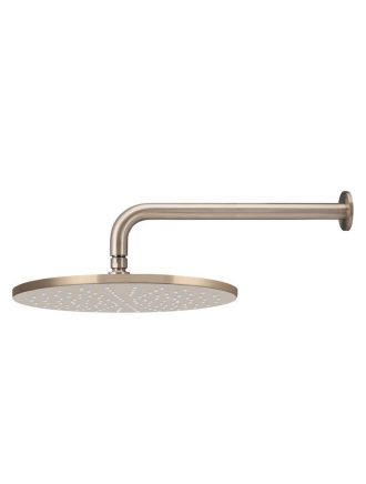 Meir Round Wall Shower 300mm rose, 400mm curved arm - Champagne