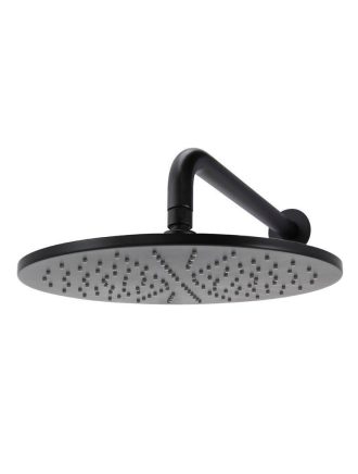 Meir Round Wall Shower 300mm rose, 400mm curved arm - Matte Black