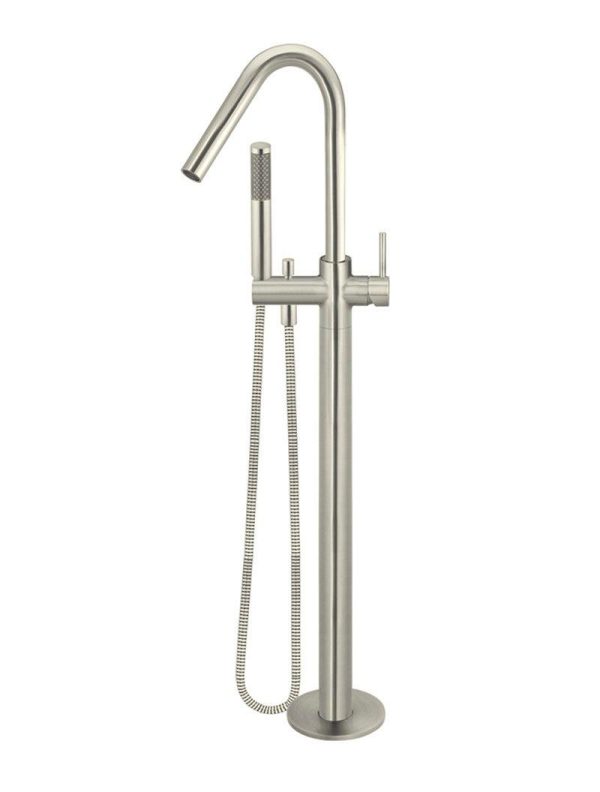 Meir Round Freestanding Bath Spout and Hand Shower - PVD Brushed Nickel