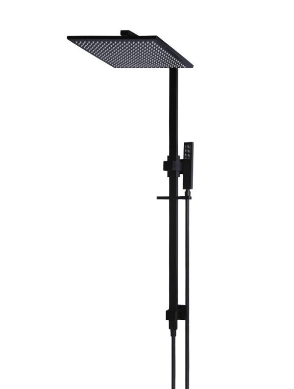 Meir Square Combination Shower Rail 300mm rose - Matte Black