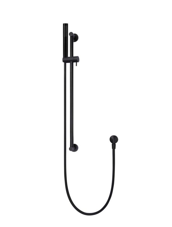 Meir Round Shower on Rail Column - Matte Black