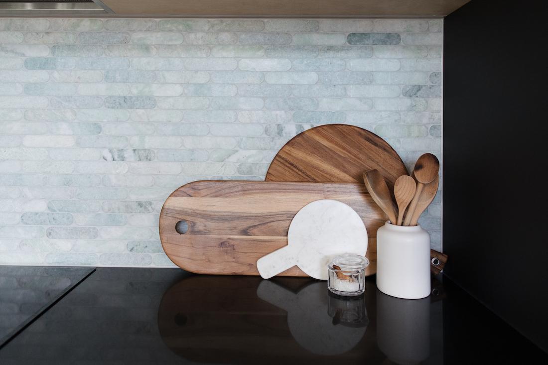 Green marble pill shape mosaic