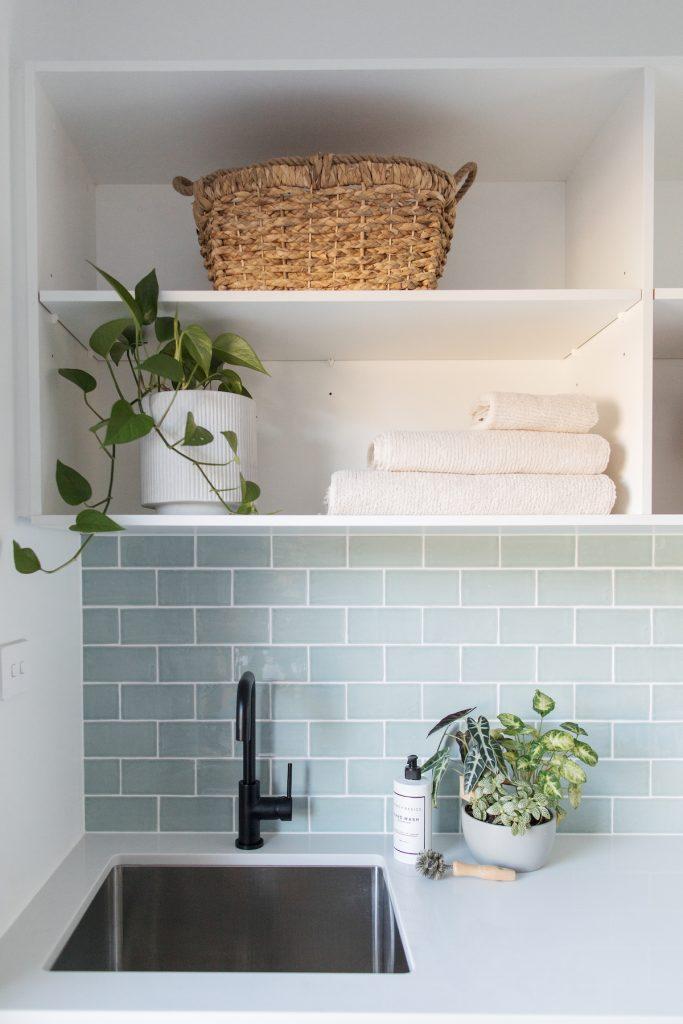 Light blue laundry subway tile
