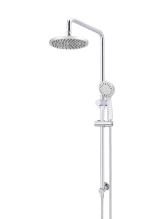 Meir Round Combination Shower Rail 200mm Rose, Three-Function Hand Shower - Polished Chrome