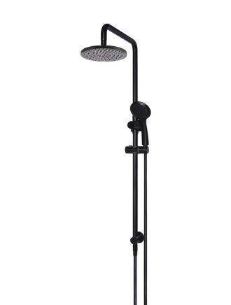Meir Round Combination Shower Rail 200mm Rose, Three-Function Hand Shower - Matte Black