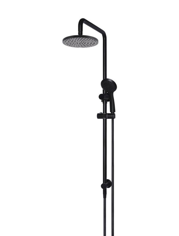 Meir Round Combination Shower Rail 200mm Rose, Three-Function Hand Shower - Matte Black