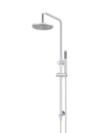 Meir Round Combination Shower Rail 200mm Rose, Single Function Hand Shower - Polished Chrome