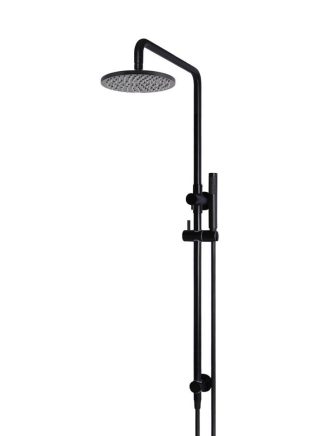 Meir Round Combination Shower Rail 200mm Rose, Single Function Hand Shower - Matte Black