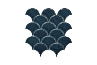 Blackwater Fan Blue Gloss Crackle Glaze Mosaic Tile