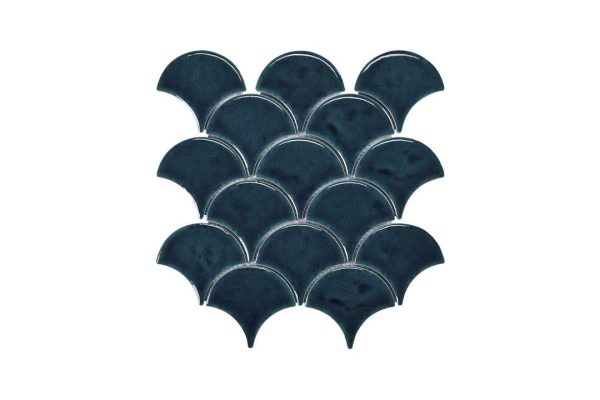 Blackwater Fan Blue Gloss Crackle Glaze Mosaic Tile