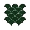 Blackwater Fan Green Gloss Crackle Glaze Mosaic Tile