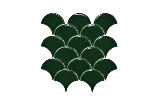 Blackwater Fan Green Gloss Crackle Glaze Mosaic Tile